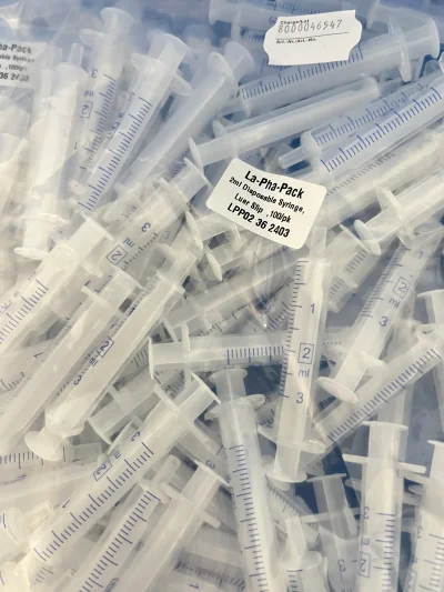 Syring plastic Luer tip,3ml,100/Pk "La-pha-pack"