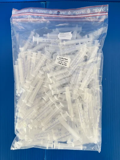 Syring plastic Luer tip,3ml,100/Pk "La-pha-pack"