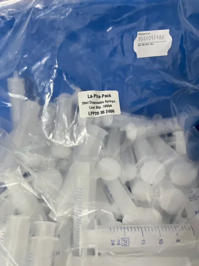 Syring plastic Luer tip 20 ml,100/pk,(ไซริ้ง พลาสติก)