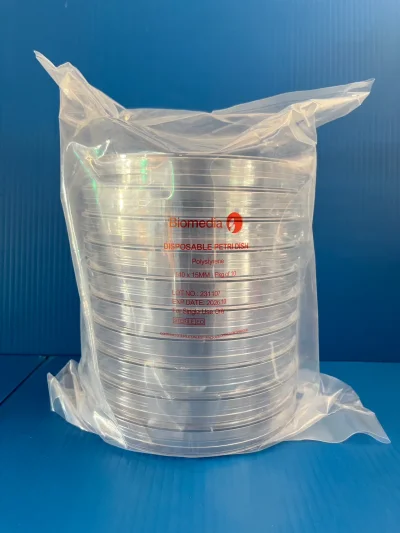 Petri dish Plastic Sterile, 140x15mm, (100คู่/Box) "Bio"