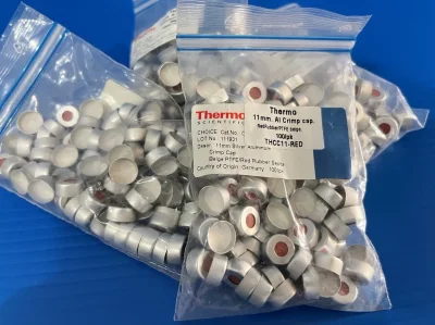 Al crimp cap 11mm red rubber/PTFE (อลูมิเนียม 11mm.)