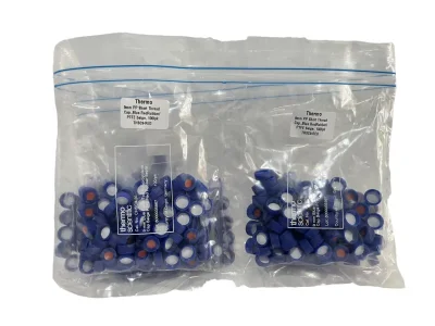 Screw cap 9 mm, red rubber/PTFE,"Thermo" (100/PK)