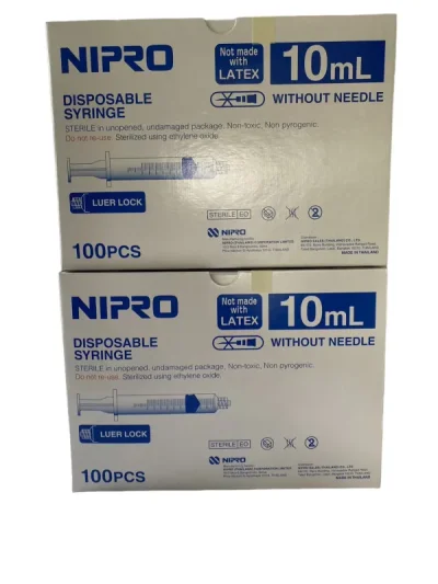 Syring Plastic 10 ml. Luer lock  (100pcs/BOx)  Nipro