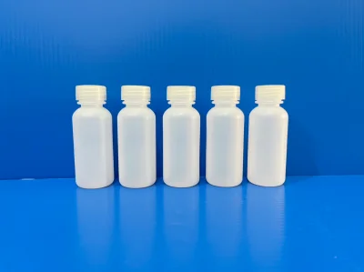 Bottle plastic PE wide mouth size 60 ml., "Local"