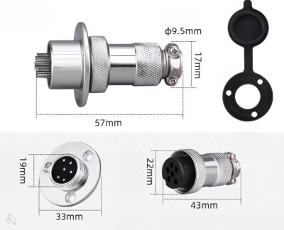 Connector GX20-6 คอนเน็คเตอร์ 6pin 1ชุด ตัวผู้และตัวเมีย แบบเพรทแหวน ขันยึดกับตู้ไฟและอุปกรณ์อื่นๆได้ง่าย และแข็งแรง