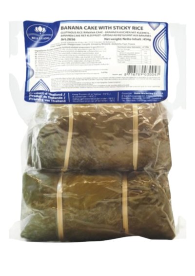 Banana cake30X454 G- 87,50Price per doos30X454 G	ข้าวต้มมัดใส้กล้วยตราบัวหลวง30X454 G