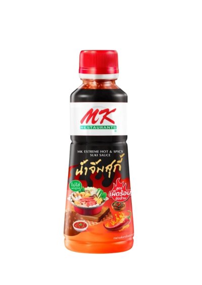 MK EXTREME HOT&SPICY SUKI SAUCE 350 G 	น้ำจิ้มสุกี้เนื้อย่างเกาหลีเผ็ดร้อนจัดจ้าน MK 350 มล.