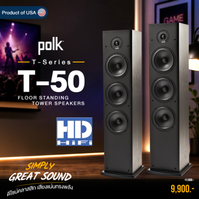 POLK T50 Floorstanding Speaker สี Black (PAIR)