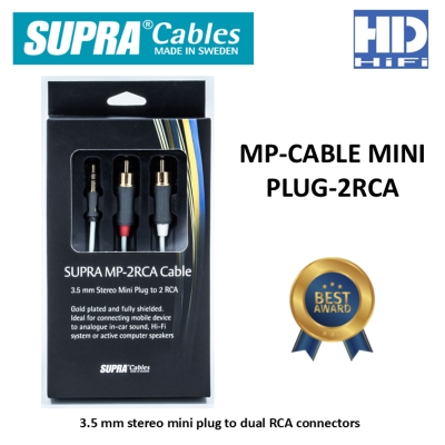 Supra MP-CABLE MINI PLUG-2RCA Cable (3.5 mm stereo mini plug to dual RCA connectors)