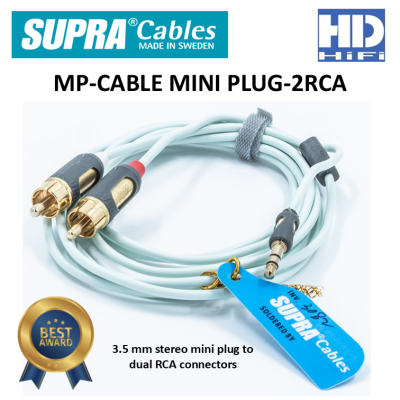 Supra MP-CABLE MINI PLUG-2RCA Cable (3.5 mm stereo mini plug to dual RCA connectors)