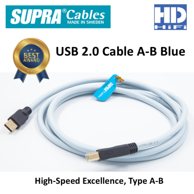 Supra USB 2.0 A-B Blue USB A-B Cable สายสัณญาณคุณภาพจากประเทศสวีเดน
