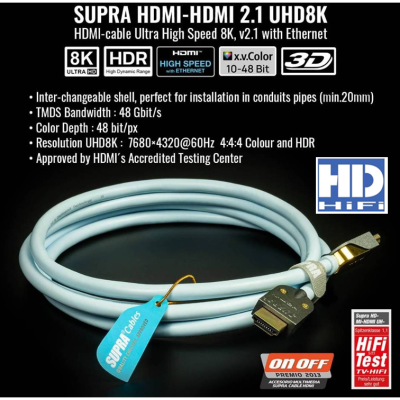 Supra HDMI-HDMI 2.1 UHD 8K HDMI Cable