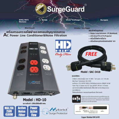 SurgeGuard HD-10 เครื่องกรองกระแสไฟฟ้าและลดทอนสัญญาณรบกวน