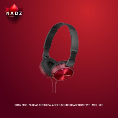 Sony MDR-ZX310AP series balanced sound headphone with mic- Red