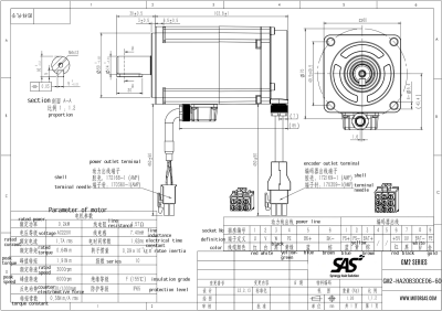 GM2-HA20B30CE-60-200W(With brake)(SetรวมDriver+สายConnector3เมตร)