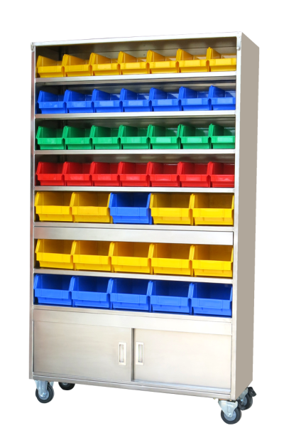 รถเข็นชั้นสแตนเลสใส่กล่องเวชภัณฑ์ (ไม่รวมกล่องยา)