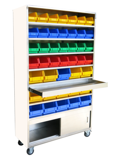 รถเข็นชั้นสแตนเลสใส่กล่องเวชภัณฑ์ (ไม่รวมกล่องยา)