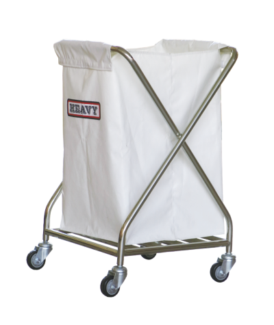 รถเข็นสเเตนเลสใส่ผ้า(พับไม่ได้)'พร้อมถุงผ้าคูนิล่อน