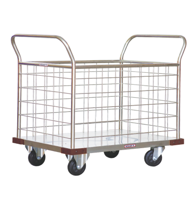 รถเข็นสเเตนเลสแบบตะแกรงแฮนด์เอียง 2 ด้าน