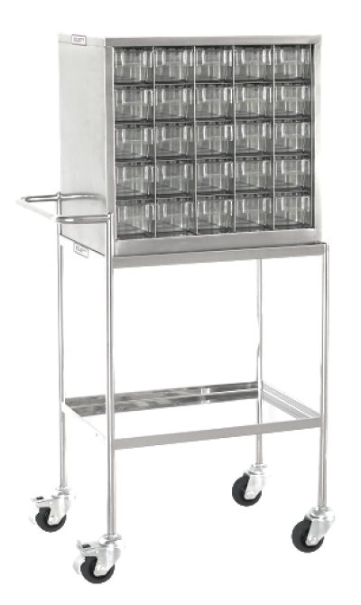 รถเข็นจ่ายยาสแตนเลส  25 ช่อง