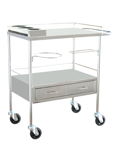 รถเข็นสแตนเลสวางอุปกรณ์การแพทย์