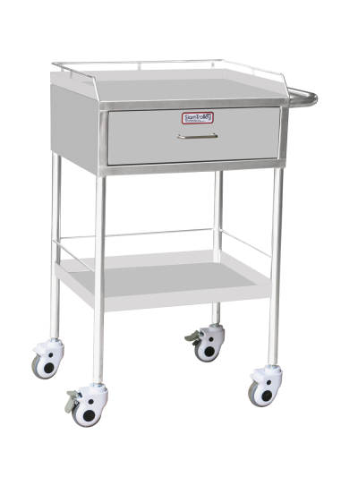 รถเข็นฉีดยาสแตนเลส 2 ชั้น 1 ลิ้นชัก (Anesthesia Cart)