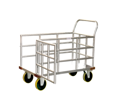 รถเข็นสแตนเลส ชั้นเดียว+ประตูเปิด - ปิดด้านหน้า