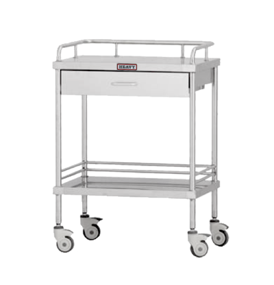 รถเข็นฉุกเฉินสแตนเลส 2 ชั้น 1 ลิ้นชัก