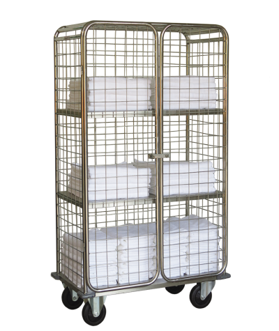 รถเข็นตะแกรงสแตนเลส 3 ชั้น แบบมีประตูเปิด-ปิด