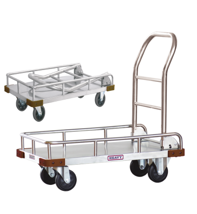 รถเข็นสแตนเลสมีคอกล้อม รุ่นแฮนด์พับเก็บได้