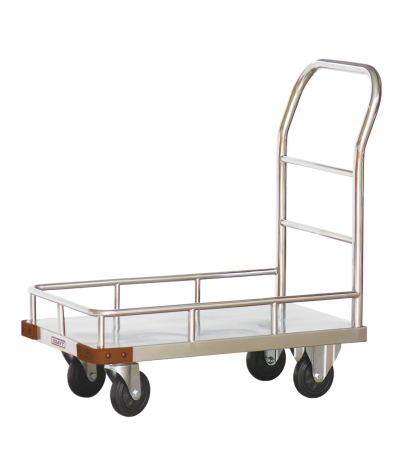 รถเข็นสแตนเลสมีคอกล้อม รุ่นแฮนด์พับเก็บไม่ได้