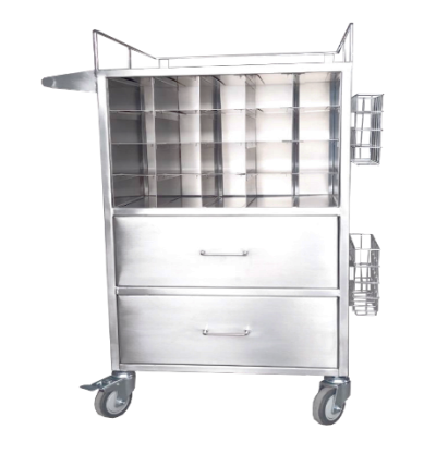 รถเข็นสแตนเลสจ่ายยา 2 ฝั่ง 40 กล่อง