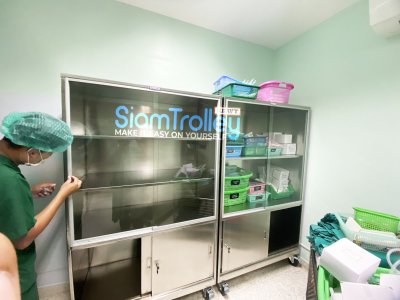 ตู้เก็บอุปกรณ์การแพทย์ 4  ชั้น - ติดล้อ