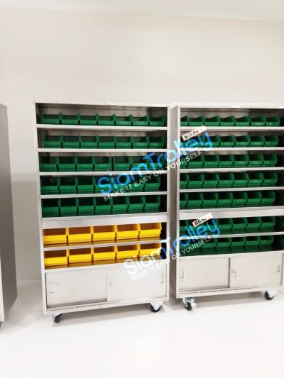 รถเข็นชั้นสแตนเลสใส่กล่องเวชภัณฑ์ (ไม่รวมกล่องยา)