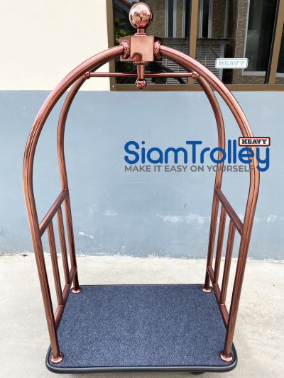 รถเข็นกระเป๋าแบบกรงนกพร้อมปูพรม (กรงสีทอง)