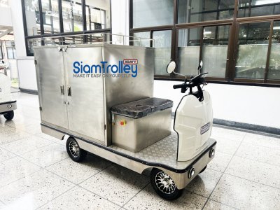 รถขับเคลื่อนไฟฟ้าโครงสร้างสแตนเลสชนิดนั่งขับพร้อมตู้สแตนเลส