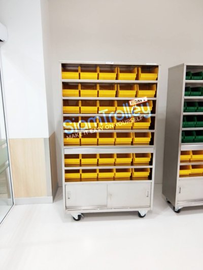 รถเข็นชั้นสแตนเลสใส่กล่องเวชภัณฑ์ (ไม่รวมกล่องยา)