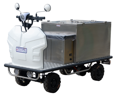 รถขับเคลื่อนไฟฟ้าชนิดนั่งขับพร้อมตู้สแตนเลสประตูบน