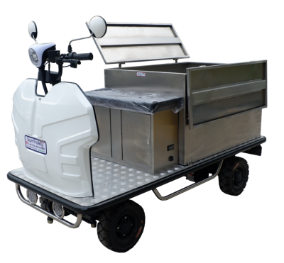 รถขับเคลื่อนไฟฟ้าชนิดนั่งขับพร้อมตู้สแตนเลสประตูบน