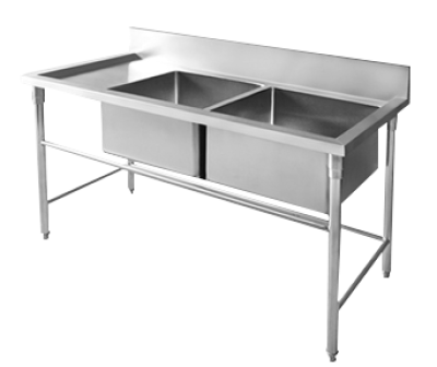 โต๊ะซิงค์ 2 หลุม 4 ขา พร้อมที่พัก