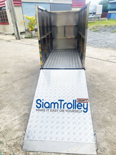รถติดมอเตอร์ไฟฟ้า ตู้สแตนเลสขนขยะ มีสะพานท้าย