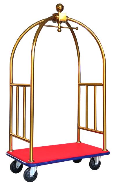 รถเข็นกระเป๋าแบบกรงนกพร้อมปูพรม (กรงสีทอง)