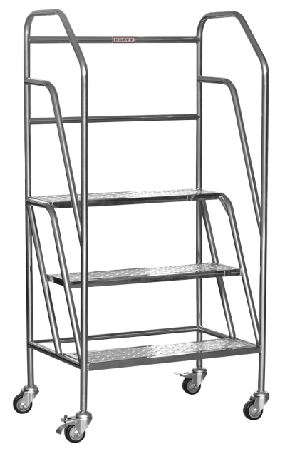 บันไดสแตนเลส 3 ขั้น ติดล้อ