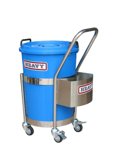 ดอลลี่สแตนเลสกลมพร้อมถังพลาสติกแบบแฮนด์เดียว + กล่องสแตนเลส