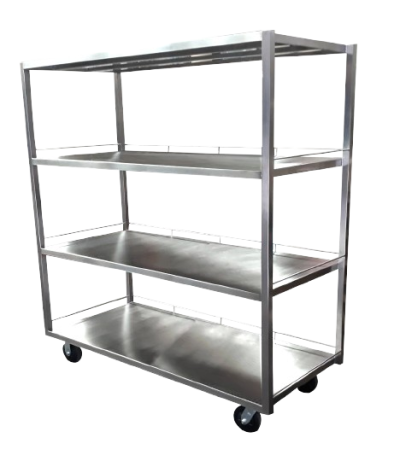 ชั้นวางสแตนเลส 4 ชั้น ติดล้อ