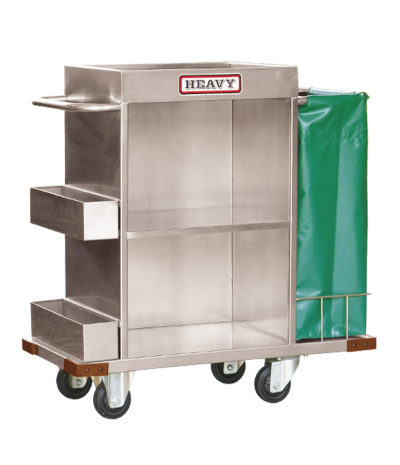 รถเข็นแม่บ้านสแตนเลสแฮนด์ด้านเดียวพร้อมถุงคูนิล่อน