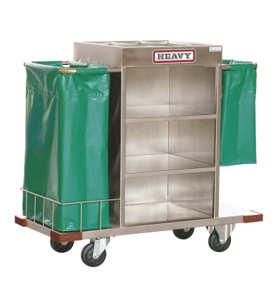 รถเข็นแม่บ้านสแตนเลสพร้อมถุงคูนิล่อน 2 ใบ