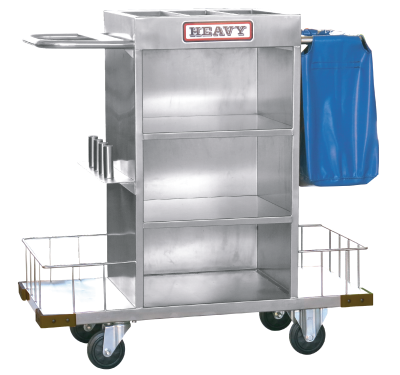 รถเข็นแม่บ้านสแตนเลสพร้อมถุงผ้าคูนิล่อนสั้น 1 ใบ