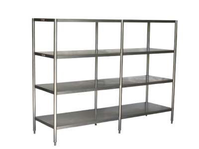 ชั้นวางสแตนเลสแบบทึบ 4 ชั้น 6 ขา
