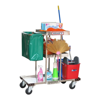 รถเข็นสแตนเลสใส่อุปกรณ์อเนกประสงค์พร้อมถุงผ้า